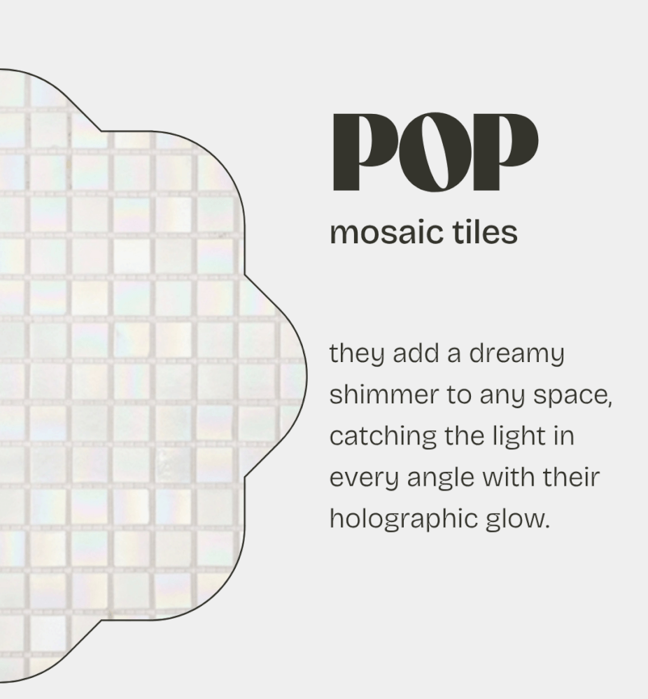 โมเสค TIMELESS TILES รุ่น POP HOLOGRAM 32.7 X 32.7 ซม. สีขาว PEARL WHITE ผิวเงา
